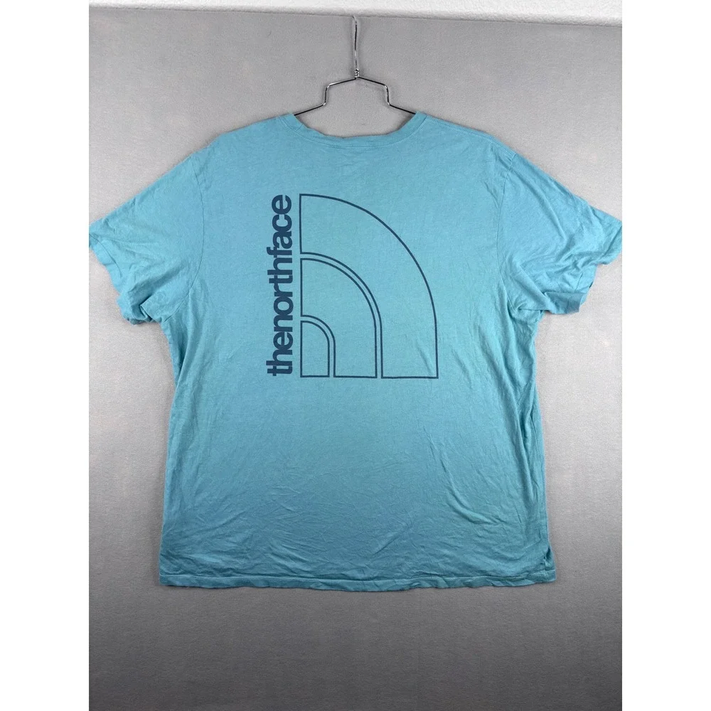 The North Face Mens XXL Blue Graphic T-Shirt Box Logo Short Sleeve Tee